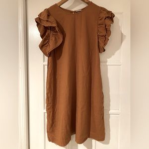 MIDI cotton dress in rust.